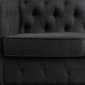 Rosevera Genevieve Upholstered Fine Polyester Collection Tufted Loveseat Couch, Contemporary Chesterfield Armrest,Sectional Sofa for Living Room Apartment, Charcoal 3SEAT