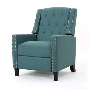 gdfstudio izaak tufted back fabric recliner chair (dark teal)