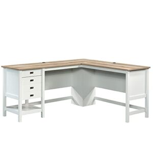 Sauder Cottage Road L-Desk, L: 65.11" x W: 58.66" x H: 29.76", Soft White Finish & Cottage Road Dresser, L: 56.77" x W: 19.29" x H: 35.35", Soft White Finish