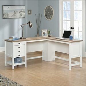 Sauder Cottage Road L-Desk, L: 65.11" x W: 58.66" x H: 29.76", Soft White Finish & Cottage Road Dresser, L: 56.77" x W: 19.29" x H: 35.35", Soft White Finish