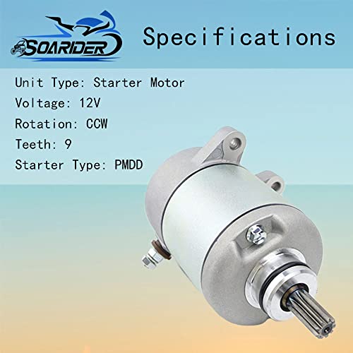 Soarider Starter Motor & Solenoid Relay fit for Honda 350 Fourtrax Rancher TRX350FE TRX350FM TRX350TE TRX350TM 2000-2006, replace for 18607, 31200-HN5-671 31200-HN5-A81 31200-HN5-M01, SMU0215 41054038