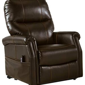 Signature Design by Ashley Markridge Faux Leather Modern Electric Power Lift Recliner for Elderly, Brown