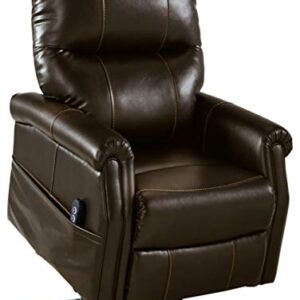 Signature Design by Ashley Markridge Faux Leather Modern Electric Power Lift Recliner for Elderly, Brown