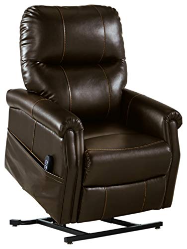 Signature Design by Ashley Markridge Faux Leather Modern Electric Power Lift Recliner for Elderly, Brown