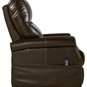 Signature Design by Ashley Markridge Faux Leather Modern Electric Power Lift Recliner for Elderly, Brown