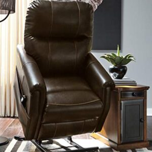 Signature Design by Ashley Markridge Faux Leather Modern Electric Power Lift Recliner for Elderly, Brown