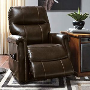 Signature Design by Ashley Markridge Faux Leather Modern Electric Power Lift Recliner for Elderly, Brown