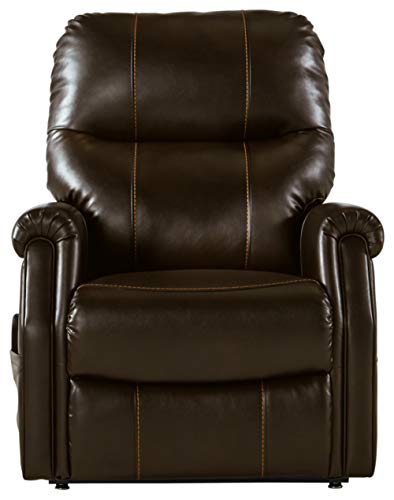 Signature Design by Ashley Markridge Faux Leather Modern Electric Power Lift Recliner for Elderly, Brown