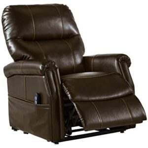 Signature Design by Ashley Markridge Faux Leather Modern Electric Power Lift Recliner for Elderly, Brown