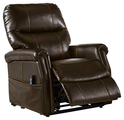 Signature Design by Ashley Markridge Faux Leather Modern Electric Power Lift Recliner for Elderly, Brown