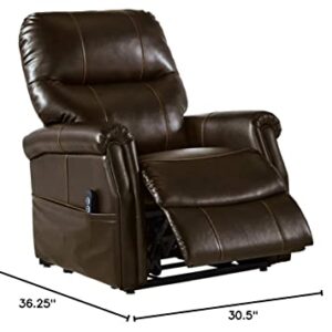 Signature Design by Ashley Markridge Faux Leather Modern Electric Power Lift Recliner for Elderly, Brown