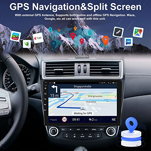 CAMECHO Android 10.0 Car Stereo for Honda Accord 7th 2003 2004 2005 2006 2007, 10 Inch IPS Touch Screen Double Din GPS Car Stereo Bluetooth WiFi Mirror Link(iOS/Android)+Backup Camera