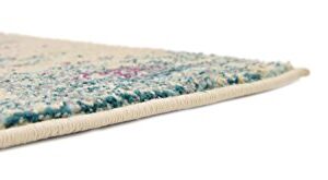 Unique Loom Positano Collection Coastal Modern Coral Lobster Shells Light Blue Area Rug (4' x 6')