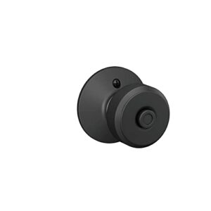 Schlage F40 BWE 622 Bowery Door Knob, Bed & Bath Privacy Lock, Matte Black