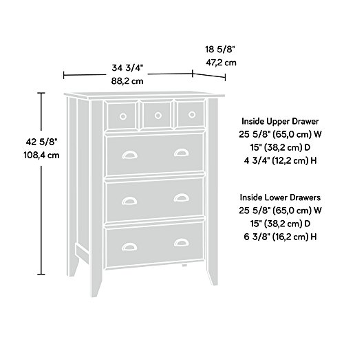 Sauder Shoal Creek 4-Drawer Dresser, Soft White finish