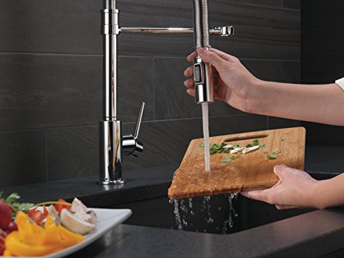 Delta Faucet Trinsic Pro Commercial Style Kitchen Faucet Chrome, Chrome Kitchen Faucets with Pull Down Sprayer, Kitchen Sink Faucet, Faucet for Kitchen Sink with Magnetic Docking, Chrome 9659-DST
