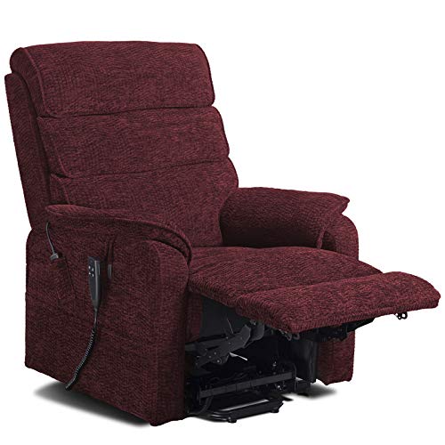 Irene House 9188 Dual OKIN Motor Lay Flat Recliner Lift Chair Recliners for Elderly Infinite Position with Heat Massage Up to 300 LBS Electric Power Lift Recliner Chair Sofa (Red Chenille)