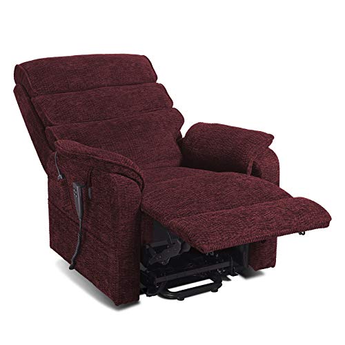 Irene House 9188 Dual OKIN Motor Lay Flat Recliner Lift Chair Recliners for Elderly Infinite Position with Heat Massage Up to 300 LBS Electric Power Lift Recliner Chair Sofa (Red Chenille)