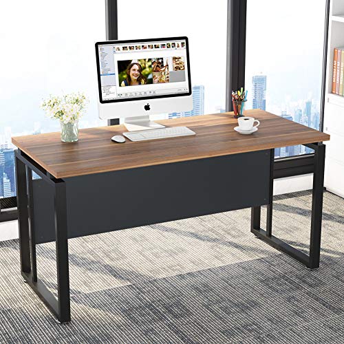 LITTLE TREE 55 inches Executive Desk and 39" File Cabinet,Modern L-Shaped Computer Desk Business Furniture Set with Storage Mobile Printer Stand for Home Office,Walnut