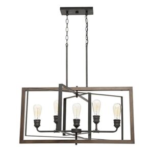 Home Decorators Collection Palermo Grove Collection 5-Light Black Gilded Iron Linear Chandelier