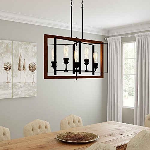 Home Decorators Collection Palermo Grove Collection 5-Light Black Gilded Iron Linear Chandelier