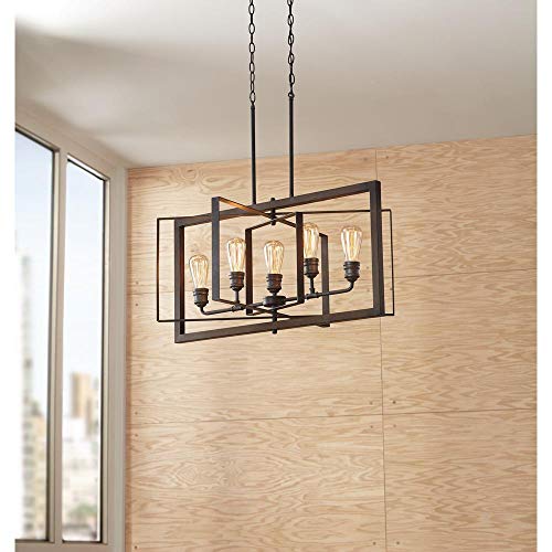 Home Decorators Collection Palermo Grove Collection 5-Light Black Gilded Iron Linear Chandelier