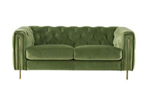 acanva collection chesterfield vintage tufted velvet living room sofa, 72″w loveseat, mint green