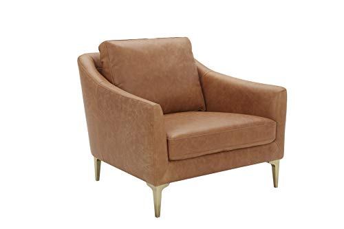 Amazon Brand – Rivet Alonzo Contemporary Leather Living Room Accent Chair, 39"W, Cognac