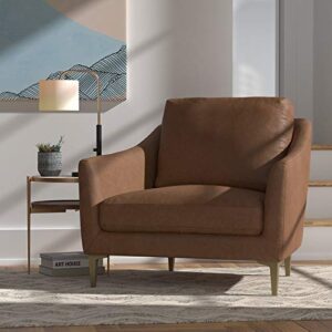 Amazon Brand – Rivet Alonzo Contemporary Leather Living Room Accent Chair, 39"W, Cognac