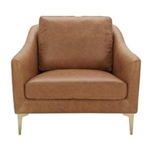 Amazon Brand – Rivet Alonzo Contemporary Leather Living Room Accent Chair, 39"W, Cognac