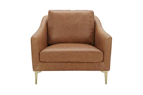 Amazon Brand – Rivet Alonzo Contemporary Leather Living Room Accent Chair, 39"W, Cognac