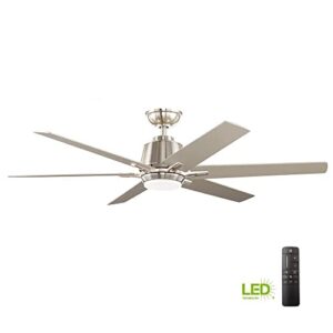 Home Decorators Collection YG493A-BN Kensgrove 54 in. Integrated LED Indoor Brushed Nickel Ceiling Fan with Light Kit and Remote Control