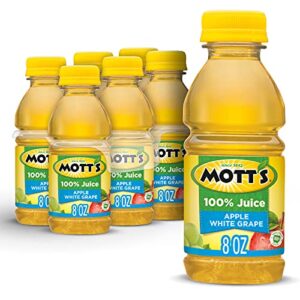 mott’s apple white grape 100% juice, 8 fluid ounce bottle, 6 count