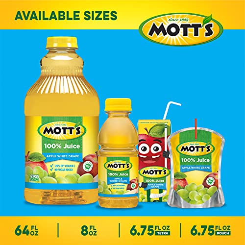 Mott's Apple White Grape 100% Juice, 8 Fluid Ounce Bottle, 6 Count