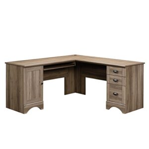 sauder 425847 harbor view corner computer desk, salt oak® finish