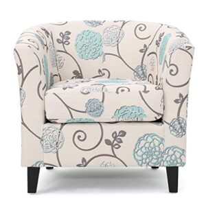 christopher knight home preston fabric club chair, white / blue