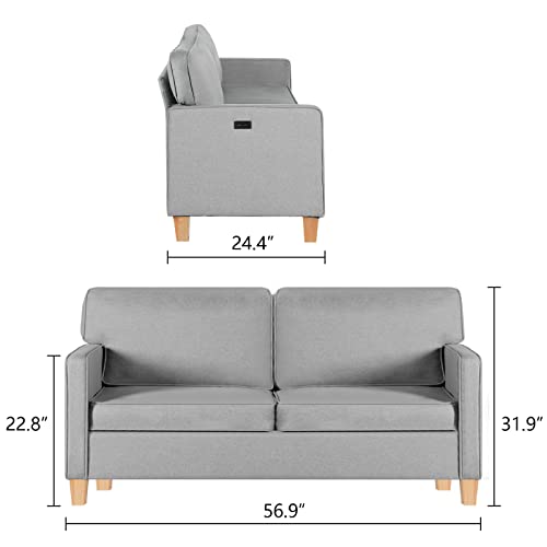 AODAILIHB 3 Piece Sofa Set Living Room Furniture Sets with 2 USB Charging Ports, Upholstered Sectional Couch Sets, Loveseat & 2 Accent Chairs, Grey Couches Apartment Office Small Space (3, Light Grey)