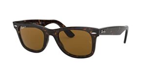 ray-ban unisex adult rb2140 original wayfarer polarized sunglasses, tortoise/brown polarized, 50 mm us