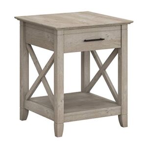 bush furniture key west end table with storage, washed gray