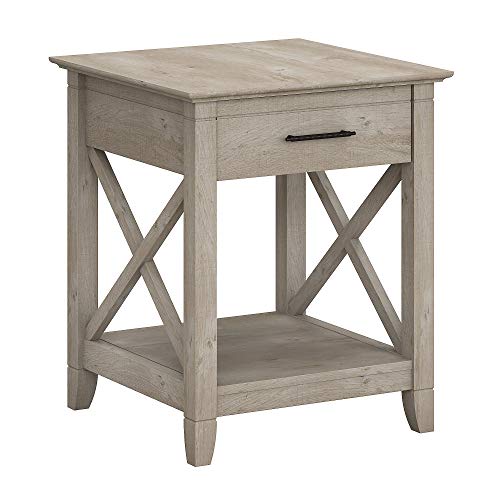 Bush Furniture Key West End Table with Storage, Washed Gray