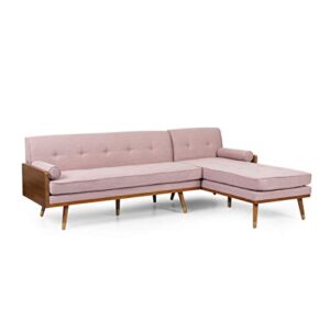 christopher knight home harriet sectional, light blush, dark walnut