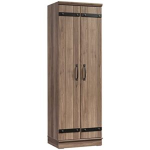 sauder homeplus 2-door farmhouse storage cabinet salt oak, salt oak finish