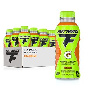 fast twitch energy drink from gatorade, orange, 12oz bottles, (12 pack), 200mg caffeine, zero sugar, electrolytes