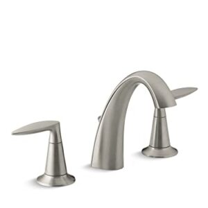 KOHLER K-45102-4-BN Alteo Bathroom Faucet, Bathroom Sink Faucet, Alteo Collection, 2 Handle Widespread Faucet with Metal Drain in Brushed Nickel