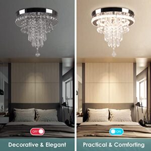 FRIXCHUR 11.8" Mini Chandelier Modern Crystal Chandeliers LED Crystal Ceiling Light Flush Mount Ceiling Lighting Fixture for Bedrooms Dinning Room Hallway (Dimmable)