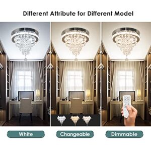 FRIXCHUR 11.8" Mini Chandelier Modern Crystal Chandeliers LED Crystal Ceiling Light Flush Mount Ceiling Lighting Fixture for Bedrooms Dinning Room Hallway (Dimmable)