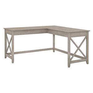 bush furniture key west modern farmhouse writing desk for home office, 60w, washed gray