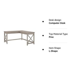 Bush Furniture Key West Modern Farmhouse Writing Desk for Home Office, 60W, Washed Gray