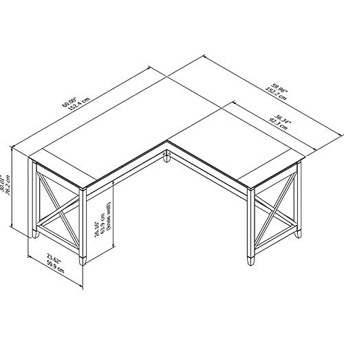 Bush Furniture Key West Modern Farmhouse Writing Desk for Home Office, 60W, Washed Gray