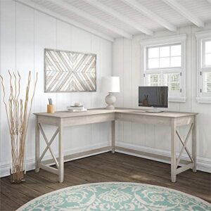 Bush Furniture Key West Modern Farmhouse Writing Desk for Home Office, 60W, Washed Gray